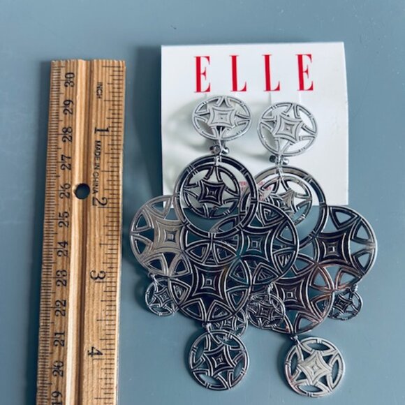 New in Box!  ELLE Jewelry real Sterling Silver statement earrings - NWT - Picture 3 of 10